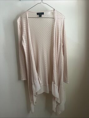 Light Blush Open-Front Waterfall Cardigan